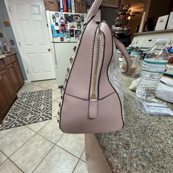 Michael Kors Pink and Cream Studded Satchel - Picture 6 of 8